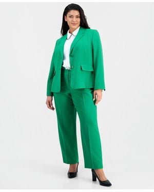 Le Suit Plus Size Notch-lapel Mid-rise Pantsuit - Green