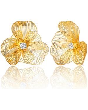 Jessica Simpson Textured Petal Flower Stud Earrings - Metallic