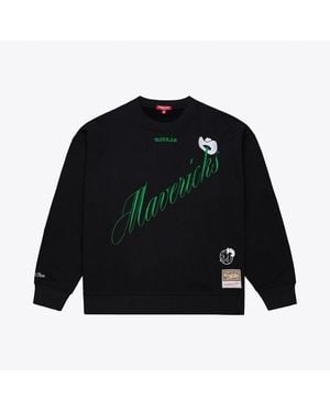 Mitchell & Ness Dallas Mavericks Hardwood Classics Script Lightweight Sweatshirt - Black