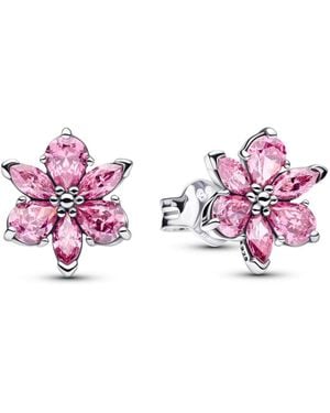 PANDORA Herbarium Sparkling Pink Flower Stud Earrings