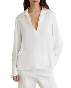 Reiss Silk-blend Open-collar Shirt - White
