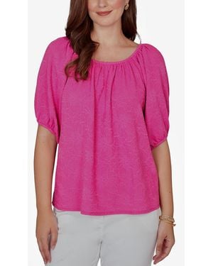 Ruby Rd. Petite Textured Convertible Knit Top - Pink