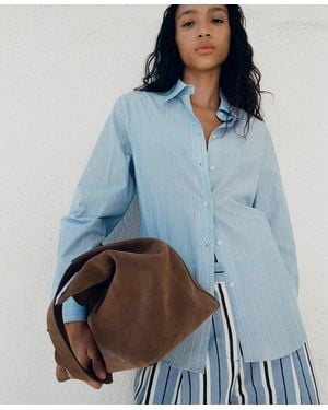 Mango Wide Leg Striped Jeans - Blue
