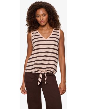 Sanctuary Petite V-neck Tie-front Tank Top - Multicolor