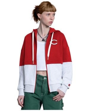 Starter Red/heather Gray Cincinnati Reds Wishbone Full-zip Hoodie