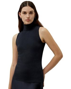 LILYSILK Minimalist Sleeveless Turtleneck Top - Blue