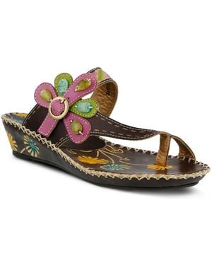 L'ARTISTE Spring Step Santorini Wedge Toe Ring Sandal - Brown