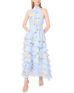 1.STATE Collared Neck Tiered Maxi Dress - Blue