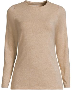 Lands' End Lightweight Jersey Skimming Long Sleeve Crew Neck T-shirt - Natural