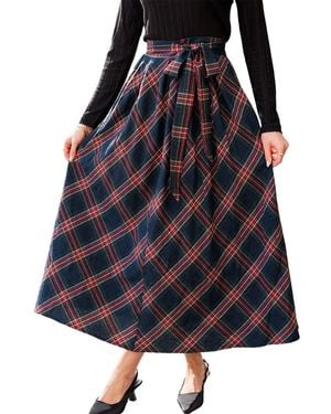 CUPSHE Book Club Plaid Maxi Skirt - Black