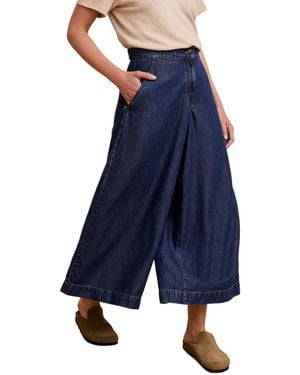 Celtic & Co. Drape Denim Culotte Pants - Blue