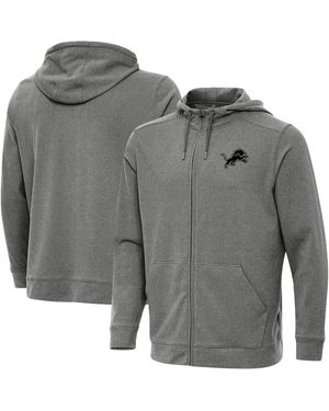 Antigua Heather Black Detroit Lions Effortless Full-zip Hoodie Jacket - Gray