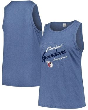 Soft As A Grape Cleveland Guardians Plus Size Curvy High Neck Tri-blend Tank Top - Blue
