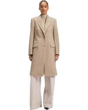 BOSS Boss By Wool Regular-fit Peak Lapels Coat - Natural