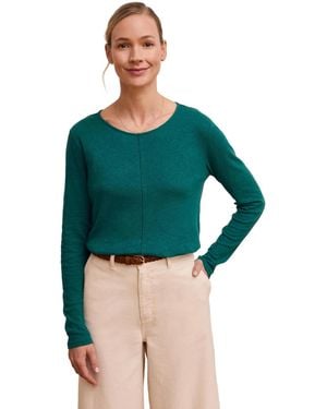 Celtic & Co. Linen Blend Long Sleeve Top - Green