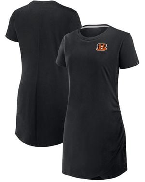 Fanatics Cincinnati Bengals Ruched Drape T-shirt Dress - Black