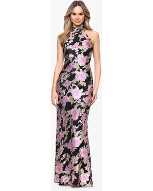 Xscape Halter Neck Printed Gown - White