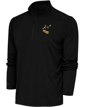 Antigua Pittsburgh Steelers Team Logo Throwback Tribute Quarter-zip Pullover Top - Black