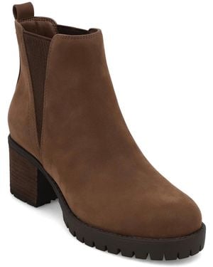 MIA Jody Lug Sole Chelsea Booties - Brown