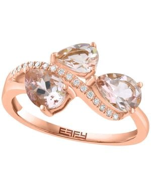 Effy Round Diamond And Pear Morganite Ring (1-5/8 Ct. T.w. - White