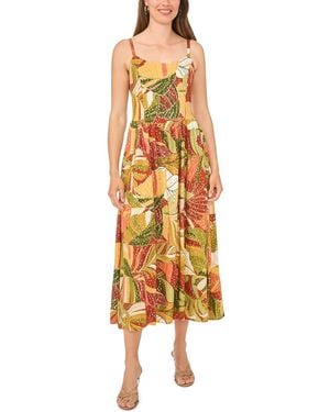 Msk Floral Challis Smocked Maxi Dress - Metallic