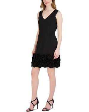 Donna Ricco Ruffle-hem Sheath Dress - Black