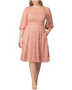 Kiyonna Plus Size Hepburn Lace Cocktail Dress - Pink