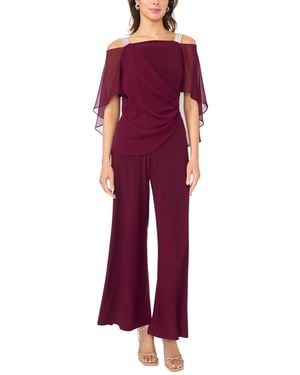 Msk Side-draped Cold-shoulder Jumpsuit - Red