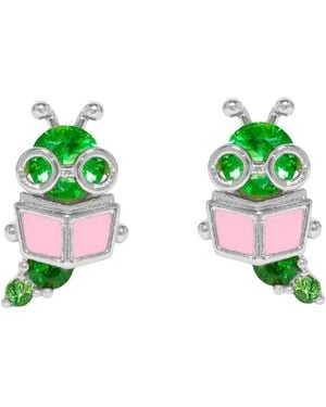 Girls Crew Crystal Bookworm Stud Earrings - Green