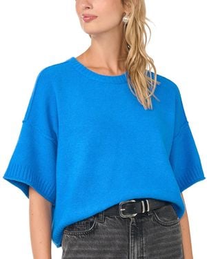 Vince Camuto Elbow-length Exposed Seam Crewneck Sweater - Blue