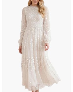 Needle & Thread Clover Long Sleeve Maxi Gown - White