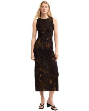 Desigual Flocked Midi Dress - Black