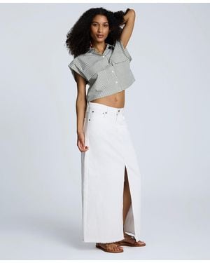 Kenneth Cole Fray-hem Slit-front Maxi Skirt - White