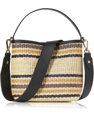 Gigi New York Tate Raffia Small Bucket Handbag - Black