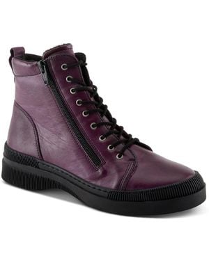 Spring Step Hoylein Leather Combat-style Boot - Purple