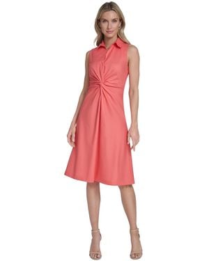 Calvin Klein Twist-front Sleeveless Dress - Red