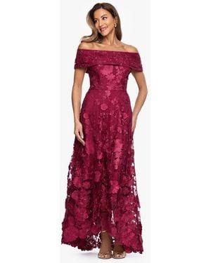 Xscape Off-the-shoulder Embroidered Floral Ball Gown