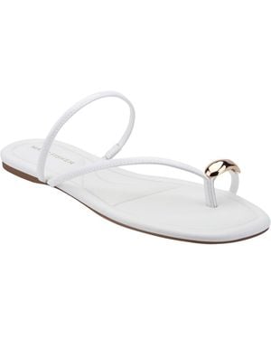 Marc Fisher Bedy Ornamented Toe Loop Slip-on Flat Sandals - White