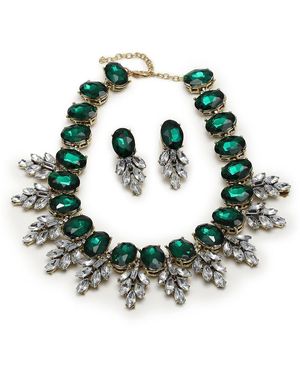 SOH Gold Plated Designer Stone Jewelry Set - Green