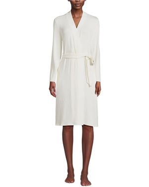 Lands' End Cashtouch Faux Cashmere Cozy Robe - White