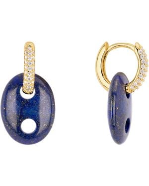 Macy's Gold-plated Turquoise Lapis Mariner Cubic Zirconia huggie Hoop Earrings - Blue