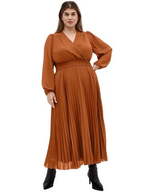 City Chic Plus Size Finley Sheer Dress - Brown