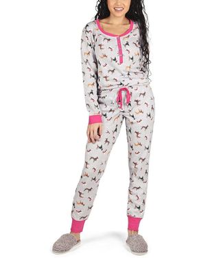 Memoi Dog Mania 2 Piece Pajama Set - Red