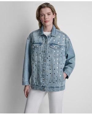 DKNY Long-sleeve Oversized Tucker Jacket - Blue