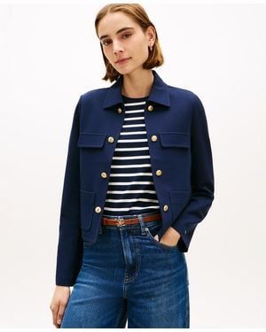 Tommy Hilfiger Ponte Novelty Band Collar Jacket - Blue