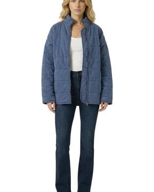 Modenaire Quilted Fleece Long Sleeve Jacket - Blue