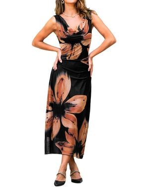 CUPSHE Petal Era Floral Maxi Beach Dress - Orange