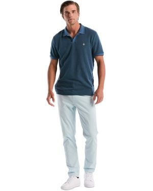 Original Penguin Jacquard Honeycomb Pull-on Polo Shirt - Blue