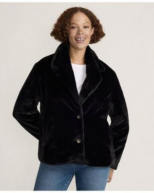 Lands' End Faux Fur Jacket - Black