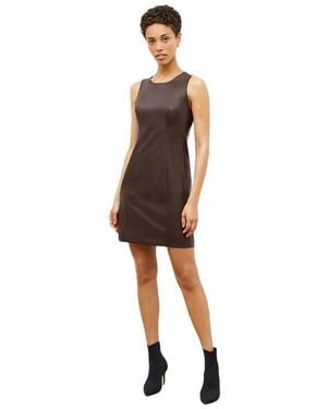 M.M.LaFleur Petite Faux Leather Shift Dress - Brown